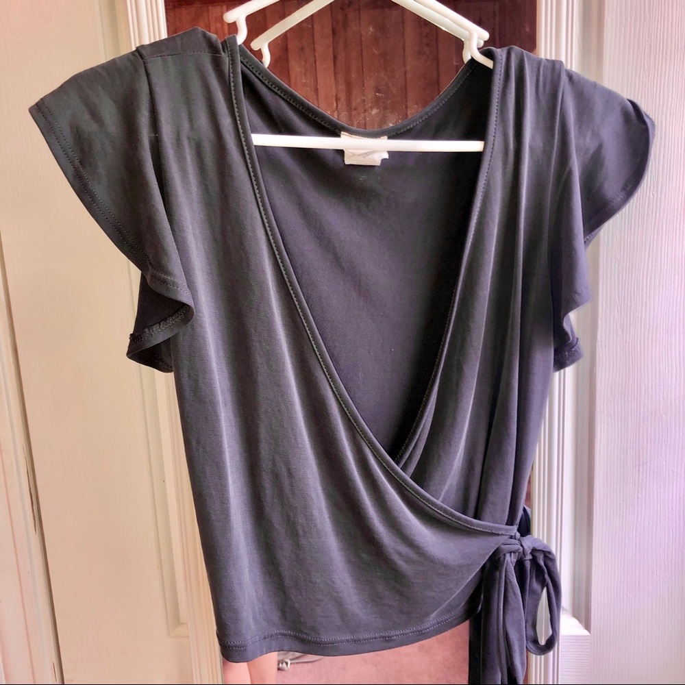 Blue wrap crop top